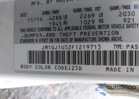 2015 Mazda Mazda6 I Sport from USA, damaged, VIN JM1GJ1U52F1219715